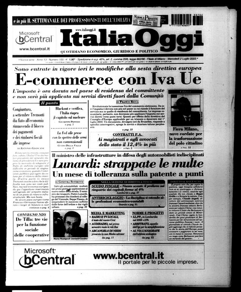 Italia oggi : quotidiano di economia finanza e politica